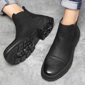 Stivali da <span class=keywords><strong>uomo</strong></span> in pelle di grandi dimensioni comodi stivali da neve in <span class=keywords><strong>pelliccia</strong></span> calda impermeabile moda Slip On stivali Chelsea per <span class=keywords><strong>uomo</strong></span> - Product Image 5