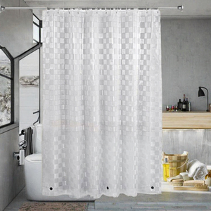 BEST Clear 3D PEVA <b>Shower</b> <b>Curtain</b> Liner Semi Sheer <b>Waterproof</b> with Magnet Holes Bohemian Modern Design 12 Hooks - Product Image 3