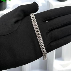 Vvs Iced Out 10mm 12mm 14mm Hip Hop Dripping Premium Moissanite Bracelet 925 Sterling <b>Silver</b> Sparkling <b>Cuban</b> <b>Link</b> Bracelet - Product Image 3