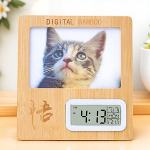 Cổ điển trống thăng hoa cứng Hội Đồng Quản trị Đồng hồ mặt bằng gỗ Đồng hồ bàn cho Trang chủ Deco truyền nhiệt tre khung ảnh Bảng điều chỉnh Hội Đồng Quản Trị - Product Image 1