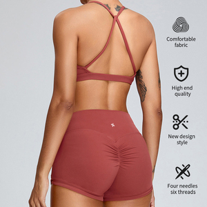 ملابس رياضية نسائية بالجملة، حمالة صدر رياضية متقاطعة الظهر مع شورت ضيق، ملابس لليوغا والجيم واللياقة البدنية - Product Image 6