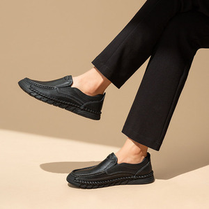 Ces <span class=keywords><strong>chaussures</strong></span> en <span class=keywords><strong>cuir</strong></span> décontractées élégantes <span class=keywords><strong>sans</strong></span> <span class=keywords><strong>lacets</strong></span>, à bout rond décontracté et semelle amortissante, sont un choix polyvalent et faciles à porter. - Product Image 4
