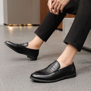 Mocasines de Cuero Genuino Personalizados para Hombre, Zapatos Casuales Británicos de Negocios, Suela Suave, Antideslizantes, Transpirables, de Goma Resistente - Product Image 3