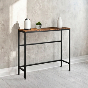 Table console industrielle avec plateau en bois massif, structure en métal noir, style rustique, pour entrée, couloir, table de canapé, pour la maison, l'hôtel, vente en gros - Product Image 3