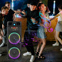 ZQS10205 Altavoz Portátil con Subwoofer Doble de 10 Pulgadas, 50W, para DJ, Karaoke, con Ruedas, Inalámbrico, para Fiestas
