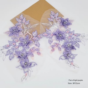 Adesivi tridimensionali in tessuto floreale Appliques Cheongsam abito per Performance di scena accessori per abbigliamento in rete perline pizzo - Product Image 1