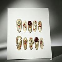 Vente en gros de faux ongles de luxe faits à la main, OEM ODM, style gothique punk, 3D sculptés, cyber Y2K, croix étoile, réutilisables, pour femmes