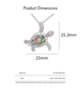 Collier Pendentif Tortue en Argent Sterling 925 avec Incrustation de Coquille d'Ormeau Naturelle, Bijou Tropical Vie Marine
