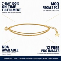 Bracelet de luxe en acier inoxydable plaqué or 18 carats avec chaîne double rangs et perles serpent pour femme - Vente en gros de bijoux