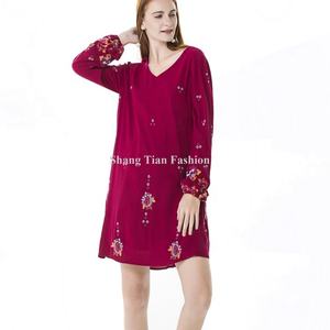 Vestido de Verano de Algodón para Mujer, Estilo Casual, con Bordado Floral, Cintura Natural, Tejido, Nuevo y a la Moda - Product Image 2