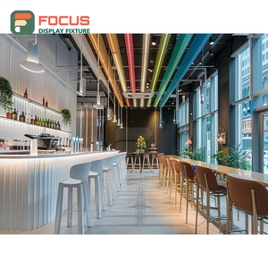 Professional Cafe Service Counter Natural Oak Finish Coffee Bean Display Area Commercial Cafe Counter - Product Image 1