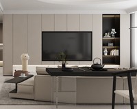 Meuble TV mural minimaliste sur mesure avec rangement dissimulé, console multimédia flottante moderne pour salon