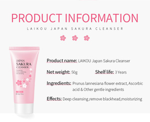 Laikou Japan Sakura Essence <span class=keywords><strong>Limpiador</strong></span> <span class=keywords><strong>facial</strong></span> Limpieza profunda Cuidado <span class=keywords><strong>diario</strong></span> de la piel suave e hidratante - Product Image 6