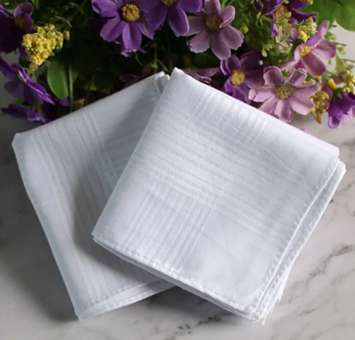 super soft 100% cotton white sateen stripe handkerchief for men