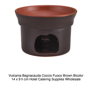 Bagnacauda Ø 14 cm H 9 cm, Color Marrón, Arcilla Refractaria, Dos Tonos, Vulcania - Product Image 2