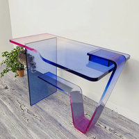 Bureau de luxe en acrylique de couleur dégradée bleu rose personnalisé Table de bureau en acrylique à usage domestique au design moderne