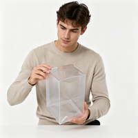 Boîte d'emballage en plastique PET transparent avec fermeture automatique, fabriquée avec des matériaux recyclés, personnalisable pour cadeaux et artisanat, vente en gros