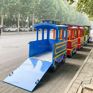 รถไฟพลังงานแบตเตอรี่พร้อมรางเหล็กแบบไม่มีราง วัสดุเหล็กกล้า สีและขนาดปรับแต่งได้ สำหรับสวนสนุกและห้างสรรพสินค้า - Product Image 6