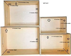 Wholesale 4 Pack Nesting Unfinished Pine Modern Flexible <b>Storage</b> Crates OEM ODM Custom Logo Stackable <b>Boxes</b> Handles <b>Kitchen</b> - Product Image 4