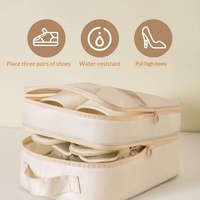 Sac de rangement pour chaussures en tissu sergé 100 % coton de style japonais, portable, pour voyage d'affaires, housse de protection anti-poussière pour chambre à coucher