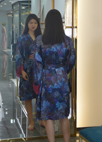 Ensemble de pyjama en soie 100% à imprimé floral élégant pour femmes Guixiu avec manches longues et ceinture