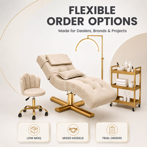 Juego de Camas de Fisioterapia de Lujo con Diseño Moderno y Base de Acero Inoxidable, Camas Curvas para Pestañas para Salón de Belleza - Product Image 1