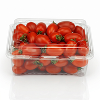 Transparante PET fruit clamshell verpakking met ventilatie, wegwerpbaar, van gerecycled RPET, geschikt voor pruimen, druiven en bessen, voedselveilig, groothandel.
