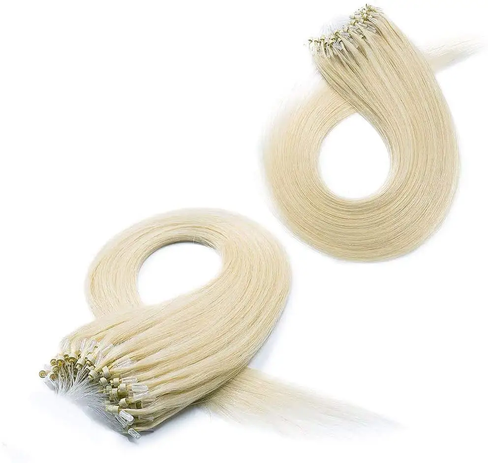 Micro Ring Loop Hair Extensions Silicone Micro Beads Prebonded Hair
