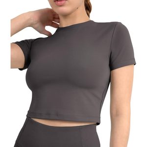 เสื้อครอปออกกำลังกายผู้หญิง คอกลม ยืดได้ 4 ทิศทาง สำหรับโยคะ - Product Image 3