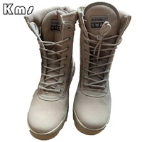 Bottes tactiques KMS Custom Professional Canvas Outdoor Khaki Hiking imperméables, respirantes, antidérapantes, en cuir véritable, pour le désert.
