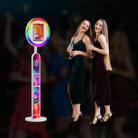 Machine de photomaton ronde pour iPad, avec écran LED personnalisable, pour mariages, fêtes et événements (stock US)