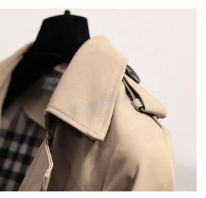 Manteau OUDINA Tendance Nouveau Ceinturé Croisé Rétro <span class=keywords><strong>Mi</strong></span>-<span class=keywords><strong>Long</strong></span> Uni Élégant Simple Décontracté <span class=keywords><strong>Femme</strong></span> - Product Image 4