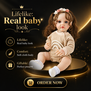 Muñeca Reborn de 22 Pulgadas, Cabeza de Vinilo Suave, Cuerpo de Tela, Realista, Recién Nacida, Vestido de Tul Rosa, Regalo para Niñas de 3+ Años - Product Image 6