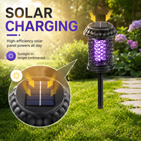 Piège à moustiques électrique solaire extérieur IP44 étanche, anti-insectes UV haute tension pour jardin et cour