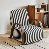 Fauteuil individuel de salon au design créatif et moderne, avec revêtement en tissu à motif zèbre et accoudoirs en bois