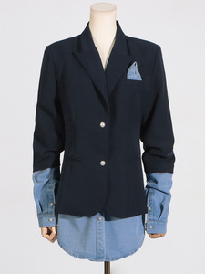Setelan jas perca lengan panjang wanita, jaket kecil perca mode wanita baru musim gugur 2024 - Product Image 2
