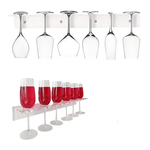 Özelleştirilmiş şarap kutusu Stemware cam şişe kadeh ters tutucu tutucu şarap bardağı organizatör depolama askı Bar mutfak için