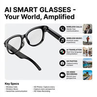 Lunettes intelligentes IA avec caméra 1080P, traduction en temps réel, appels, enregistrement vidéo HD, audio mains libres
