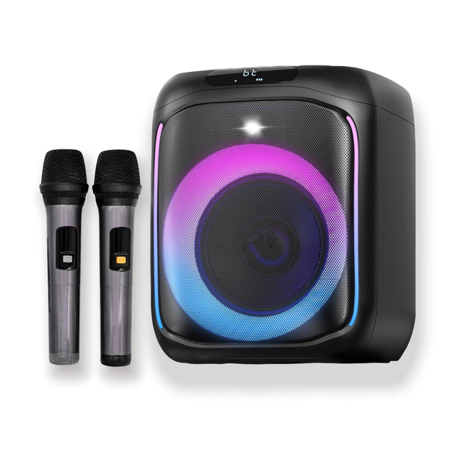 Portable Singing PA Speaker System with 2 Wireless Mic, Supports AUX/USB/TF Card for Party, Home Karaoke, Outdoor Activities