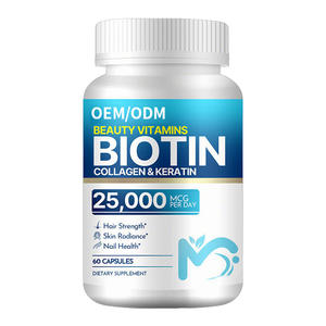 แคปซูลไบโอตินแบรนด์ส่วนตัวสำหรับการเจริญเติบโตของเส้นผม ผสมคอลลาเจนและวิตามิน  รับผลิตแบบ OEM ODM อาหารเสริมบำรุงเส้นผมให้แข็งแรง - Product Image 1