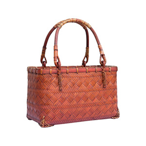 Handmade bamboo woven storage bag, retro bamboo woven tea set bag, tote bag, <b>Chinese</b> style tea <b>dress</b> bag - Product Image 5