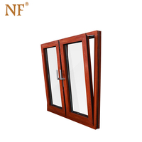 Marco de Ventana Arqueado Horizontal Moderno de Madera con Mosquitera Magnética de Acero Inoxidable y Persiana Enrollable para Villa