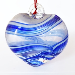 Hanging Large Murano Glass Ribbon Stripes Friendship Heart Shaped Charm <strong>Gazing</strong> <strong>Balls</strong> for Home Garden Ornaments Crafts - Product Image 6