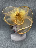 Headband Fascinator Bunga Jala Oranye untuk Wanita, Cocok untuk Cocktail & Ascot