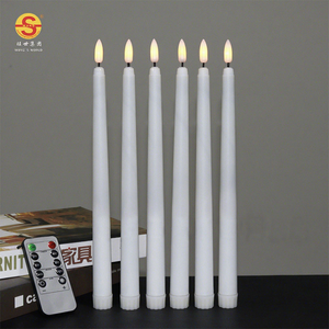 Candele coniche senza fiamma elettroniche candele a LED bianche lunghe in plastica per decorazioni natalizie - Product Image 1