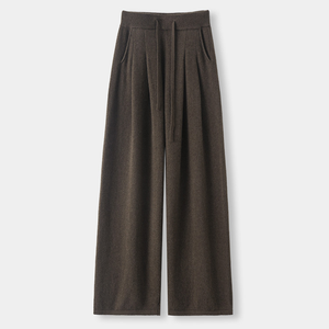 Custom Hot Selling <strong>Drawstring</strong> Elastic Waist Straight Autumn Casual Loose Wool Lace <strong>Pants</strong> - Product Image 1