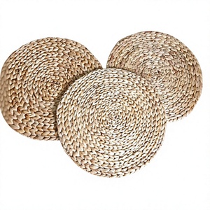 Round Water Hyacinth Placemat Boho Table <b>Mat</b> Handmade Rug Natural Texture Heat Insulation Anti Scalding Custom Size - Product Image 1