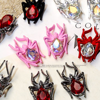 10 pièces Halloween araignée Nail Art strass foncé gothique alliage gemme 3D métallique ongles breloques décorations ongles accessoires Kit