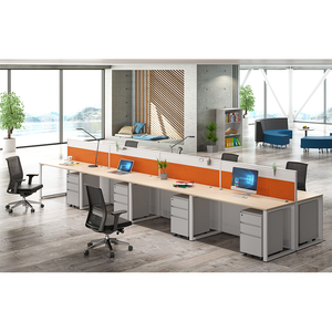 Estación de trabajo de oficina convertible de madera moderna de 6 plazas con diseño modular de cubículo de partición para uso doméstico y de oficina - Product Image 3