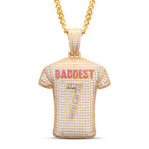 Moda Cristiano <span class=keywords><strong>Ronaldo</strong></span> No. 7 Jersey Colgante Fútbol Estilo Hip-hop Zircon 18K Accesorio de cobre chapado en oro - Product Image 1